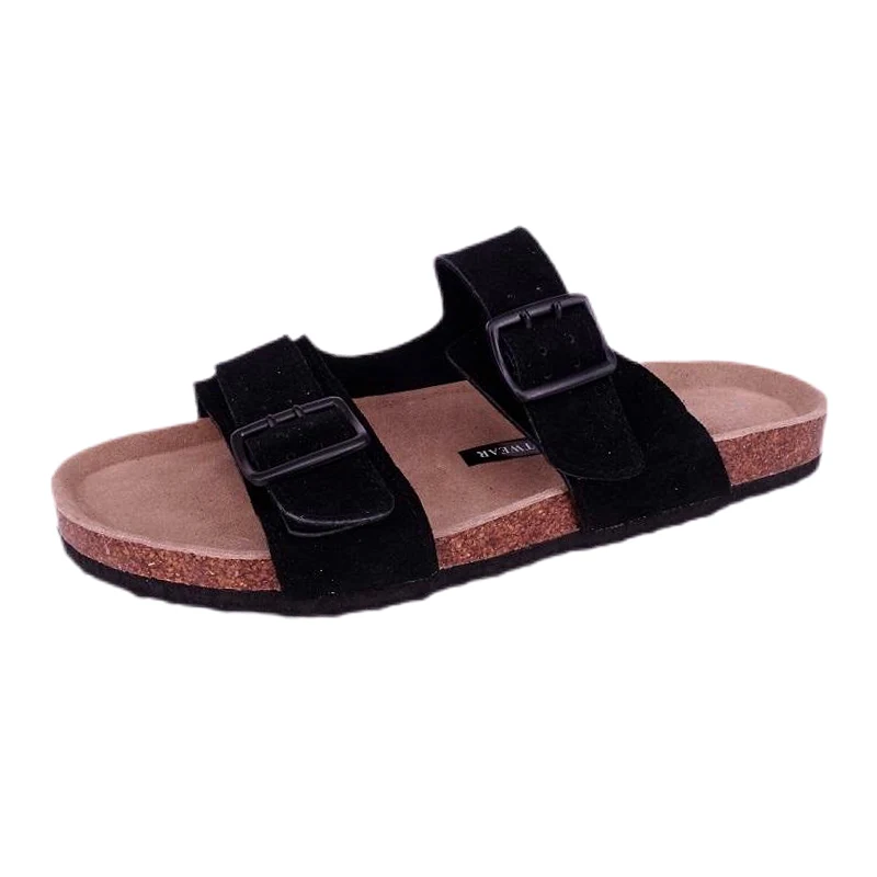 Sandals Strap Velcro Coigeartaithe Footbed na bhFear